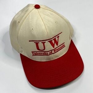 Vintage University Square UW Wisconsin Red White Snapback Hat